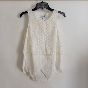 Derek Lam White Sleeveless Lace Blouse